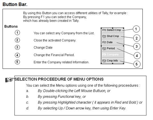 Gateway of Tally.ERP Botton Bar Screen